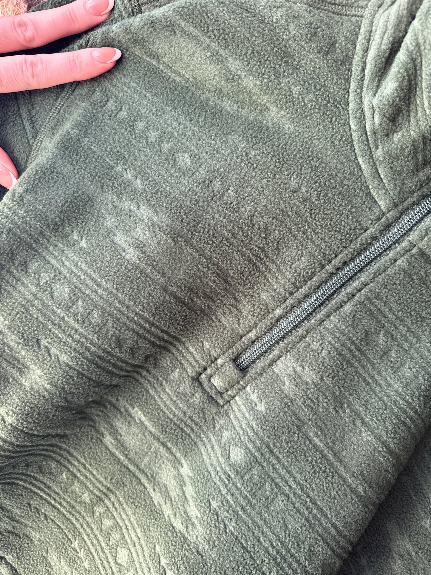 Rock N Roll Denim Green Embossed Fleece Pullover