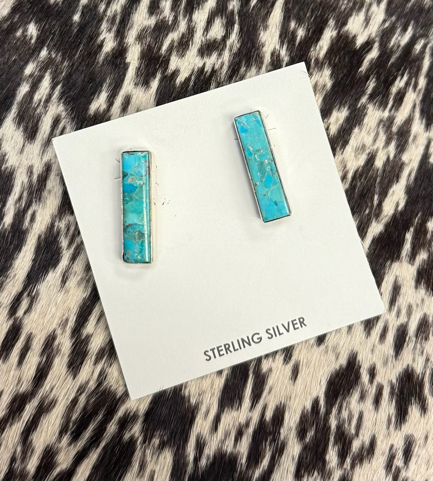 Hada Sterling Silver Kingman Turquoise Bar Studs