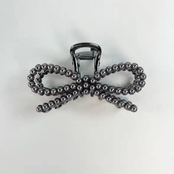 Faux Navajo Pearl Bow Claw Clip