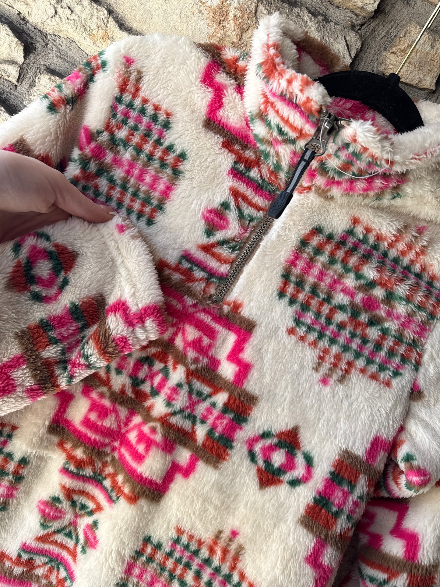 Women's Pink Aztec Polar Fleece Pullover