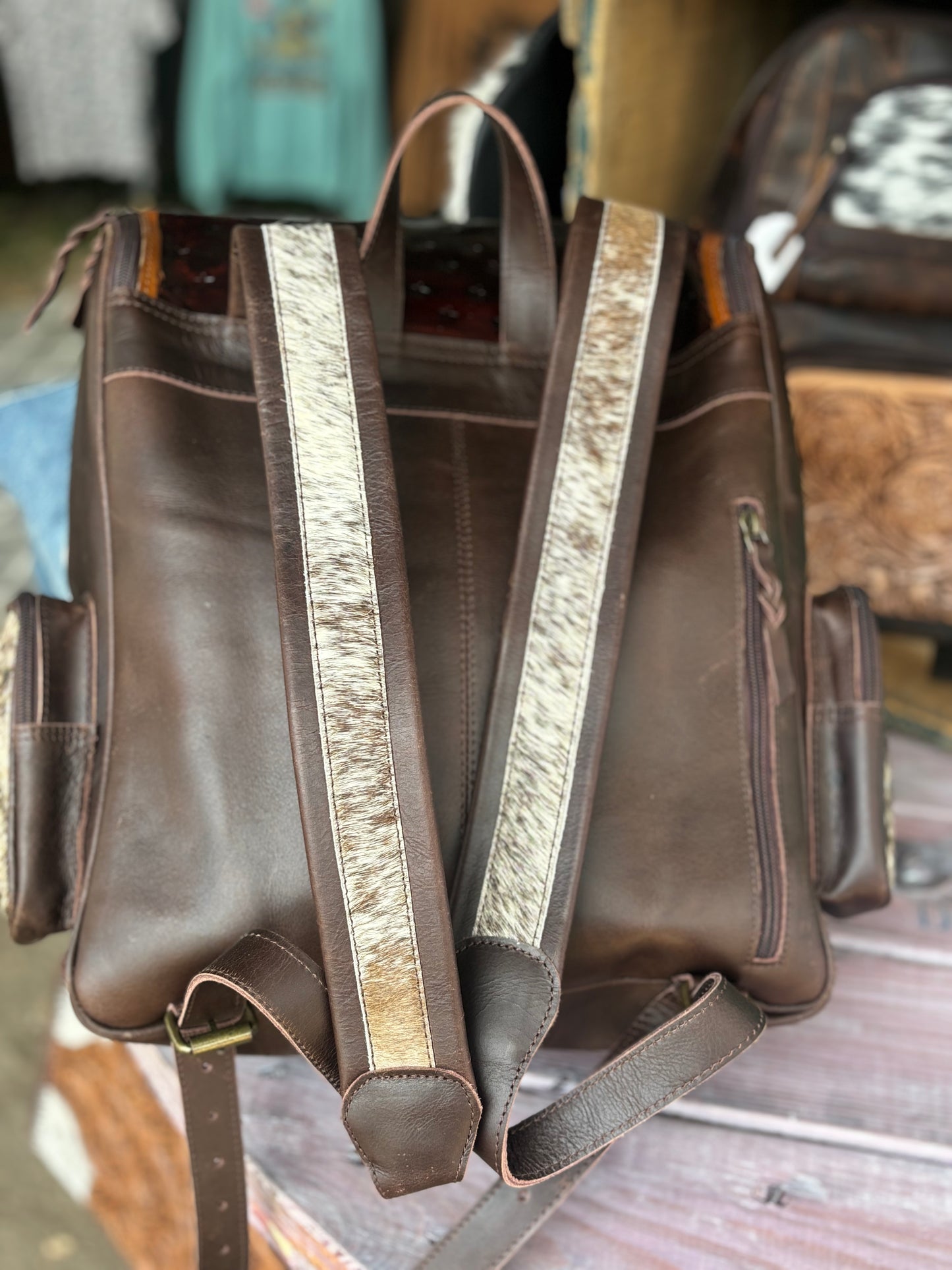 Cosmic Cowboy Cowhide Backpack
