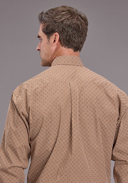 Stetson Men's Long Sleeve Brown Button Down- Spice Mosaic