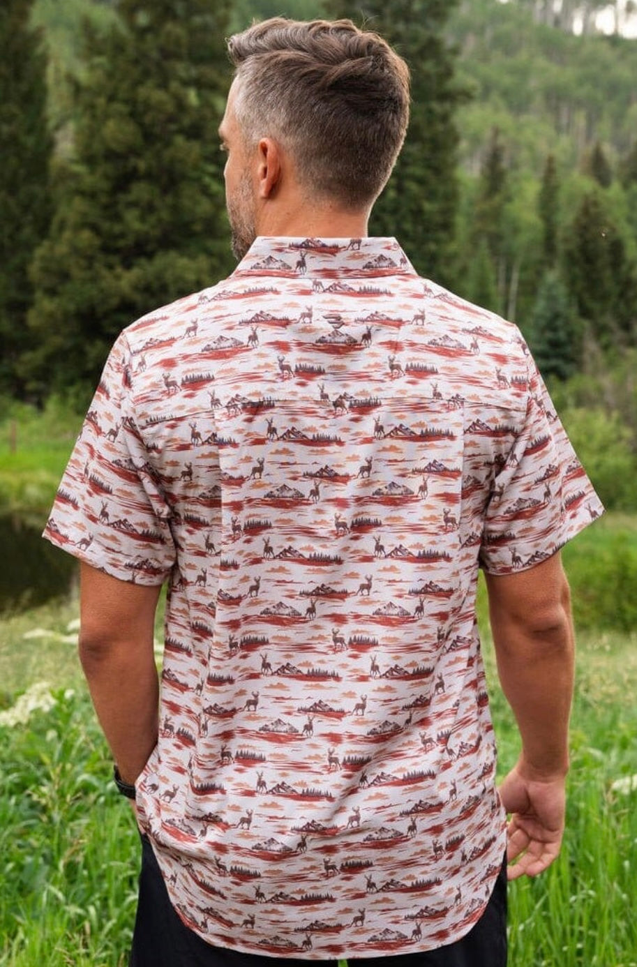 Burlebo Performance Button Up Mountain Range