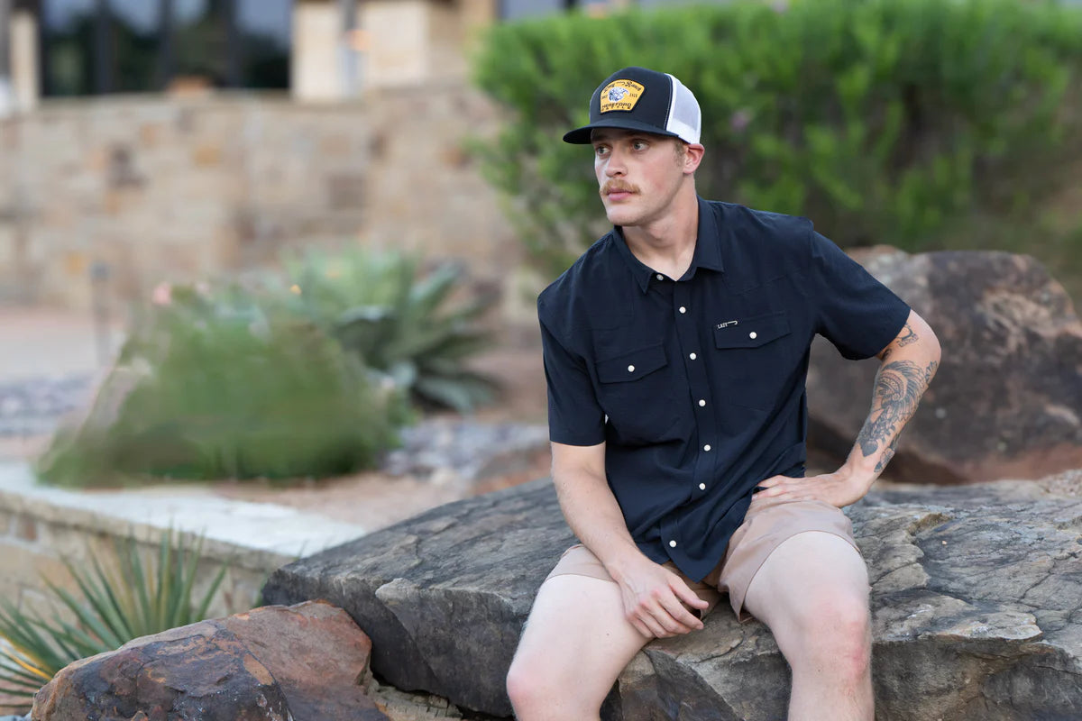 Lazy J Ranch Men's Airflow Pearl Snap Short Sleeve Shirt - Black