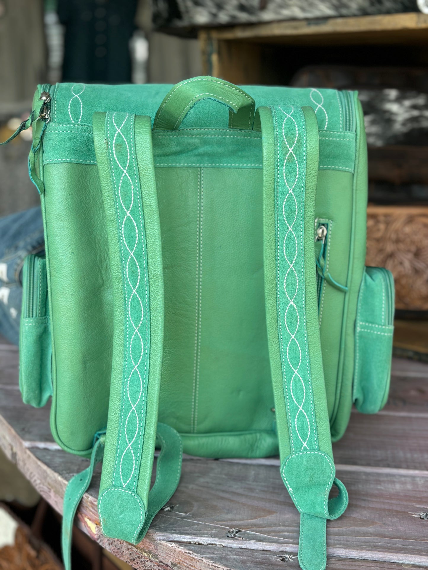 Turquoise Boot Stitch Backpack