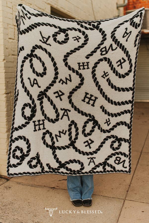 Black Cattle Rope Knitted Polyester Microfiber Blanket