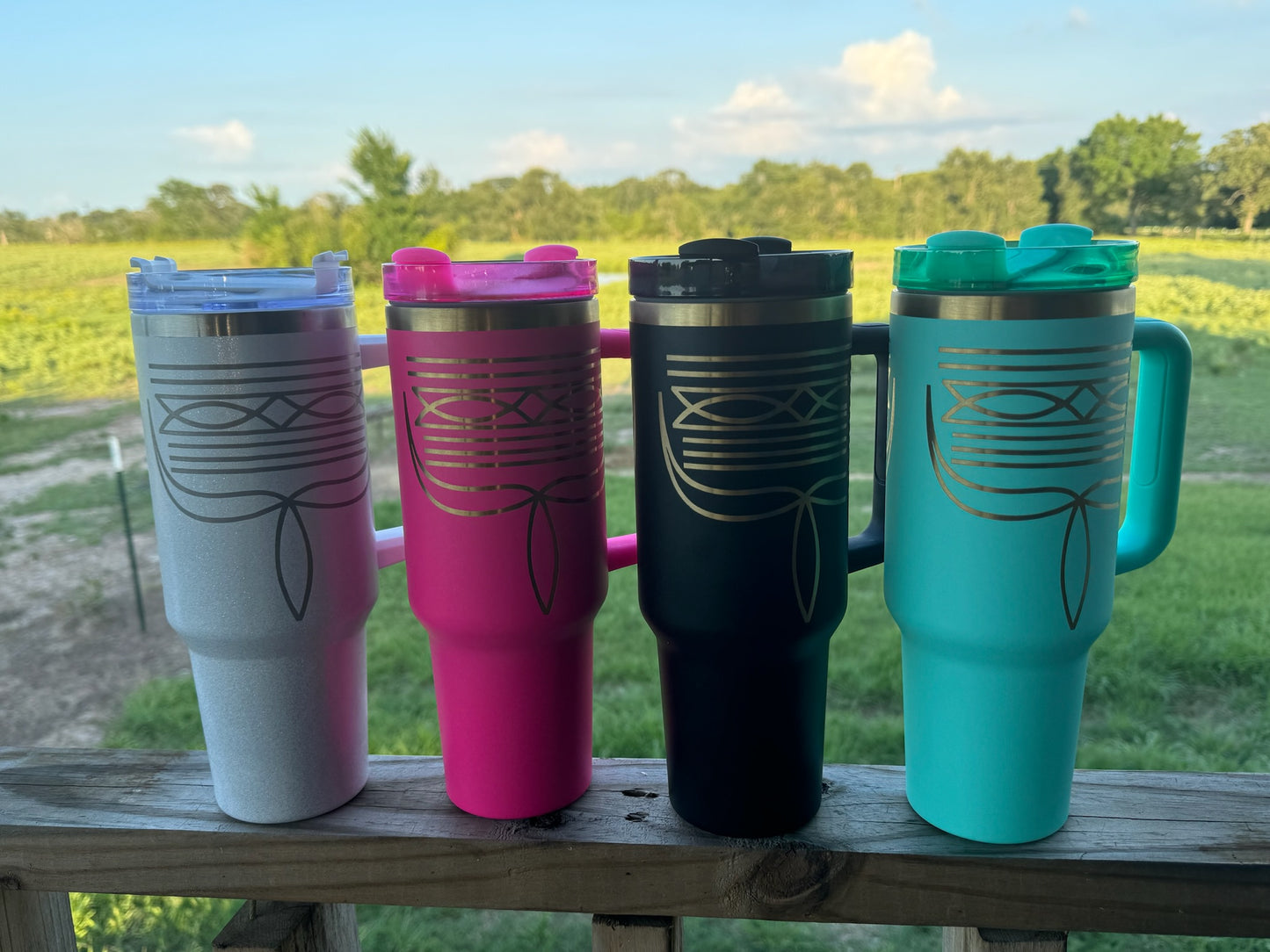 Hot Pink Boot Stitched 40oz Tumbler