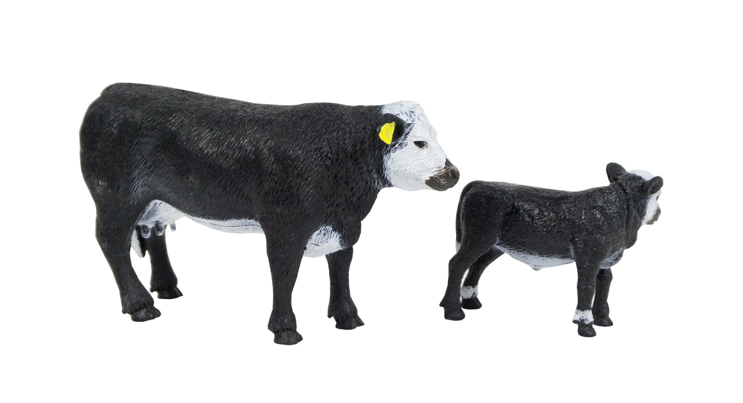 Black Baldy Cow Calf Pair Toy
