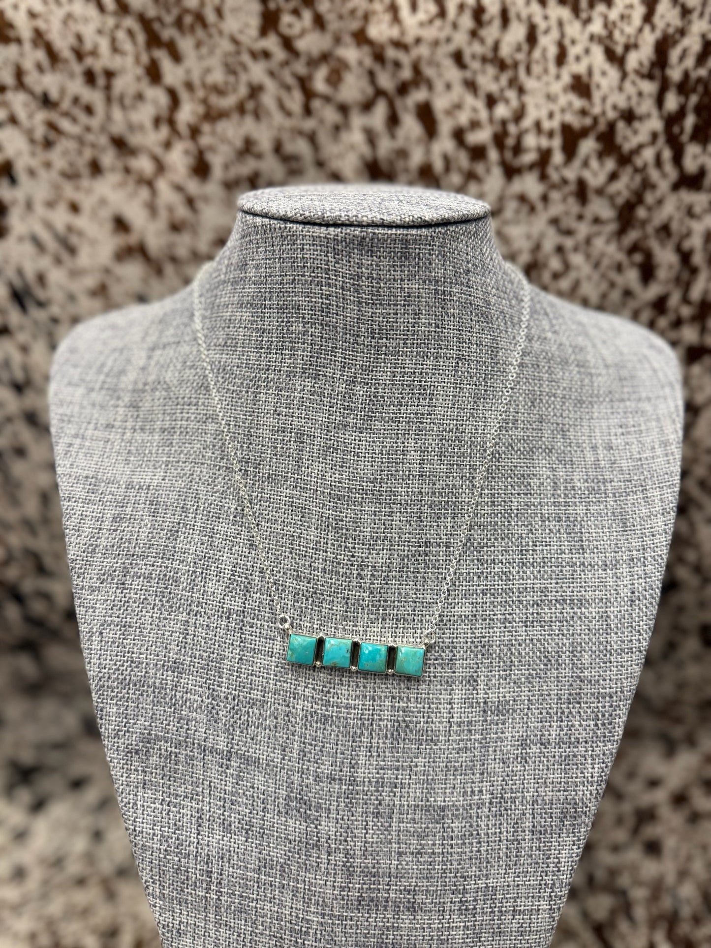 Hada Sterling Silver Kingman Turquoise Bar Necklace