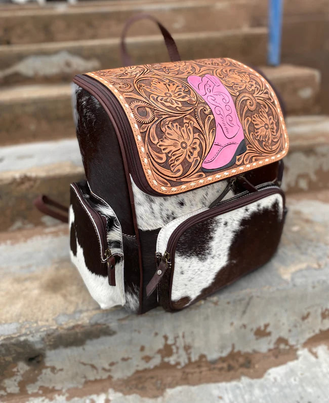 Pink Boot Cowhide Backpack