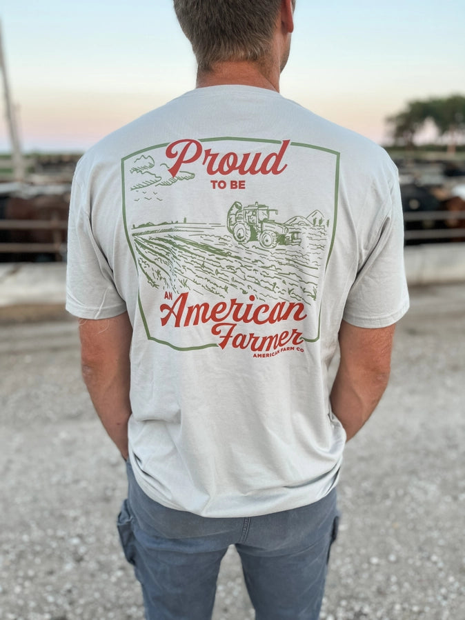 Western 'Proud American Farmer' Stone Graphic Tee