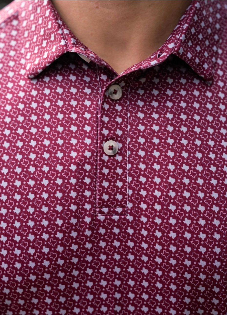 Burlebo Performance Polo Texas Maroon & Grey