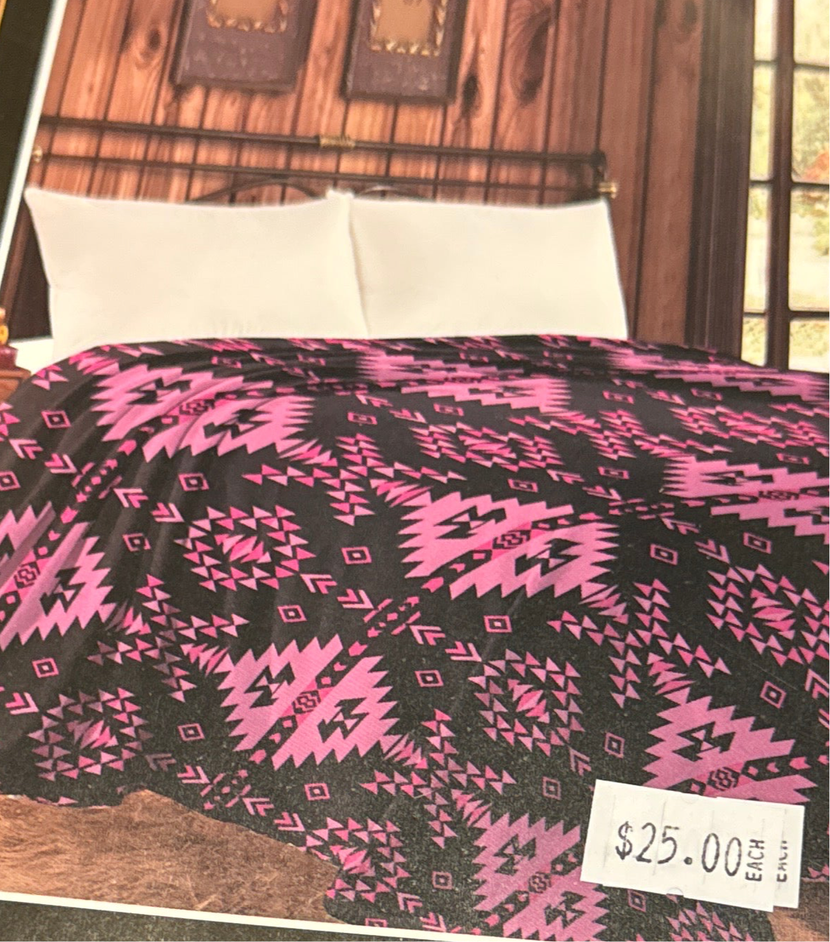 Pink & Black Aztec Blanket - Twin Size