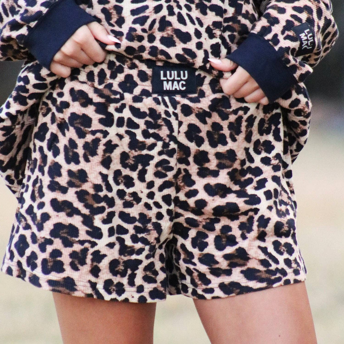 LULU MAC WAFFLE KNIT LEOPARD SHORTS