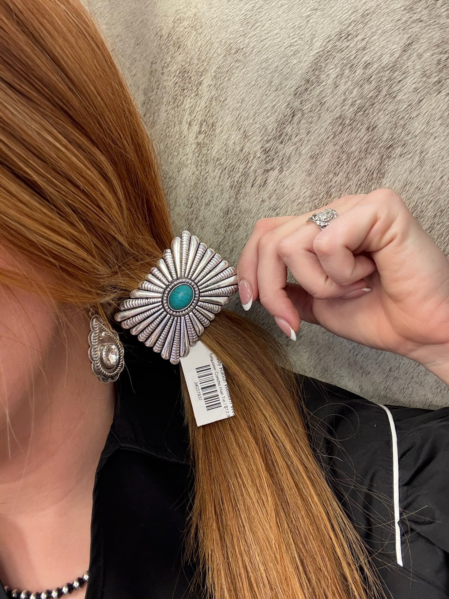 Turquoise Concho Hair Tie