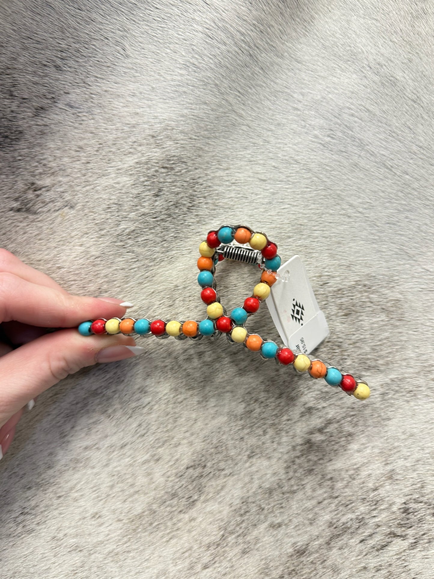Faux Colored Bead Claw Clip