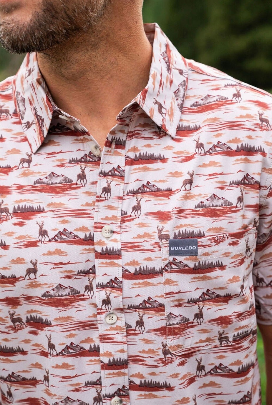 Burlebo Performance Button Up Mountain Range
