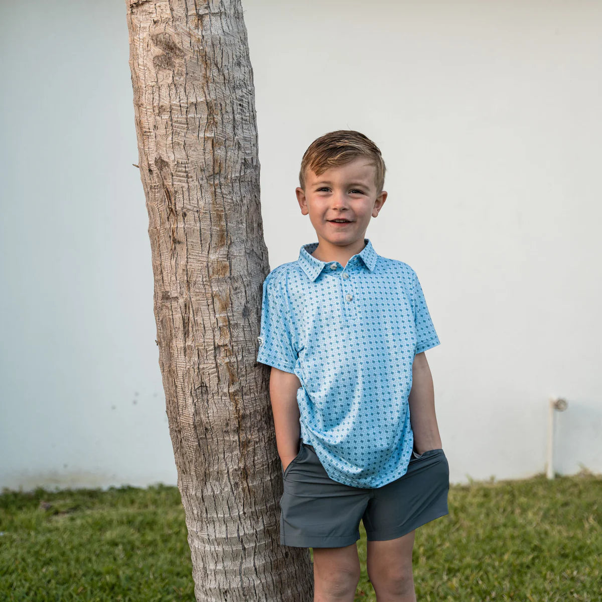 Burlebo Youth Polo - Texas Light Blue Print