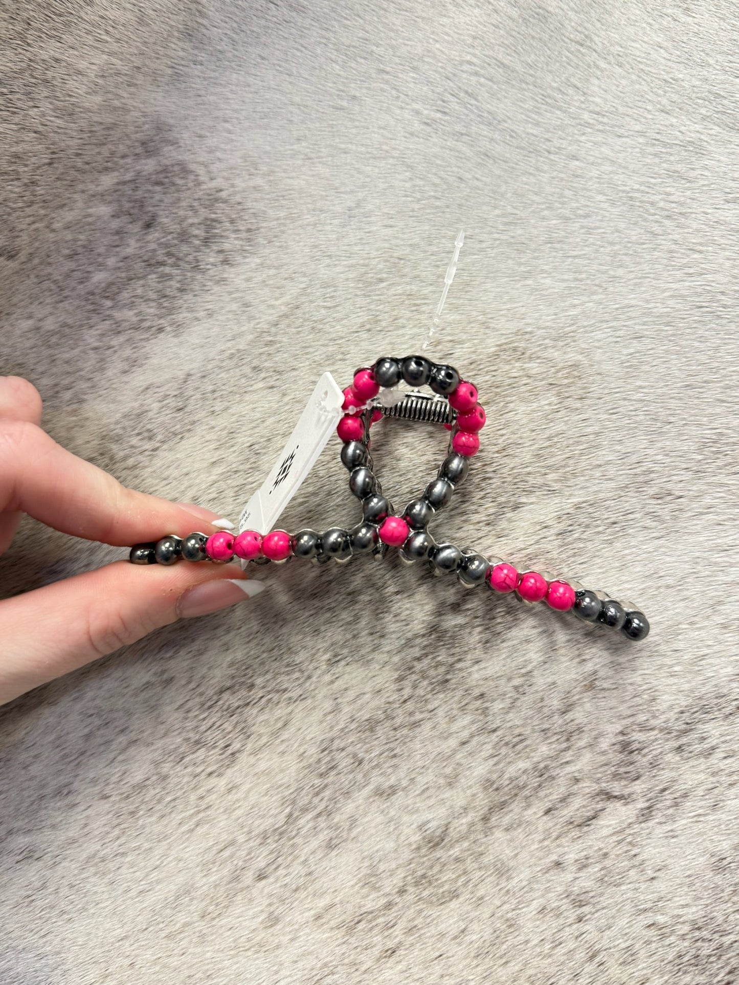 Faux Colored Bead Claw Clip
