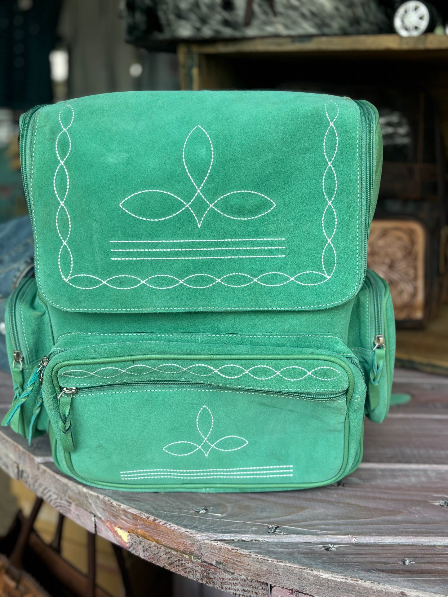 Turquoise Boot Stitch Backpack