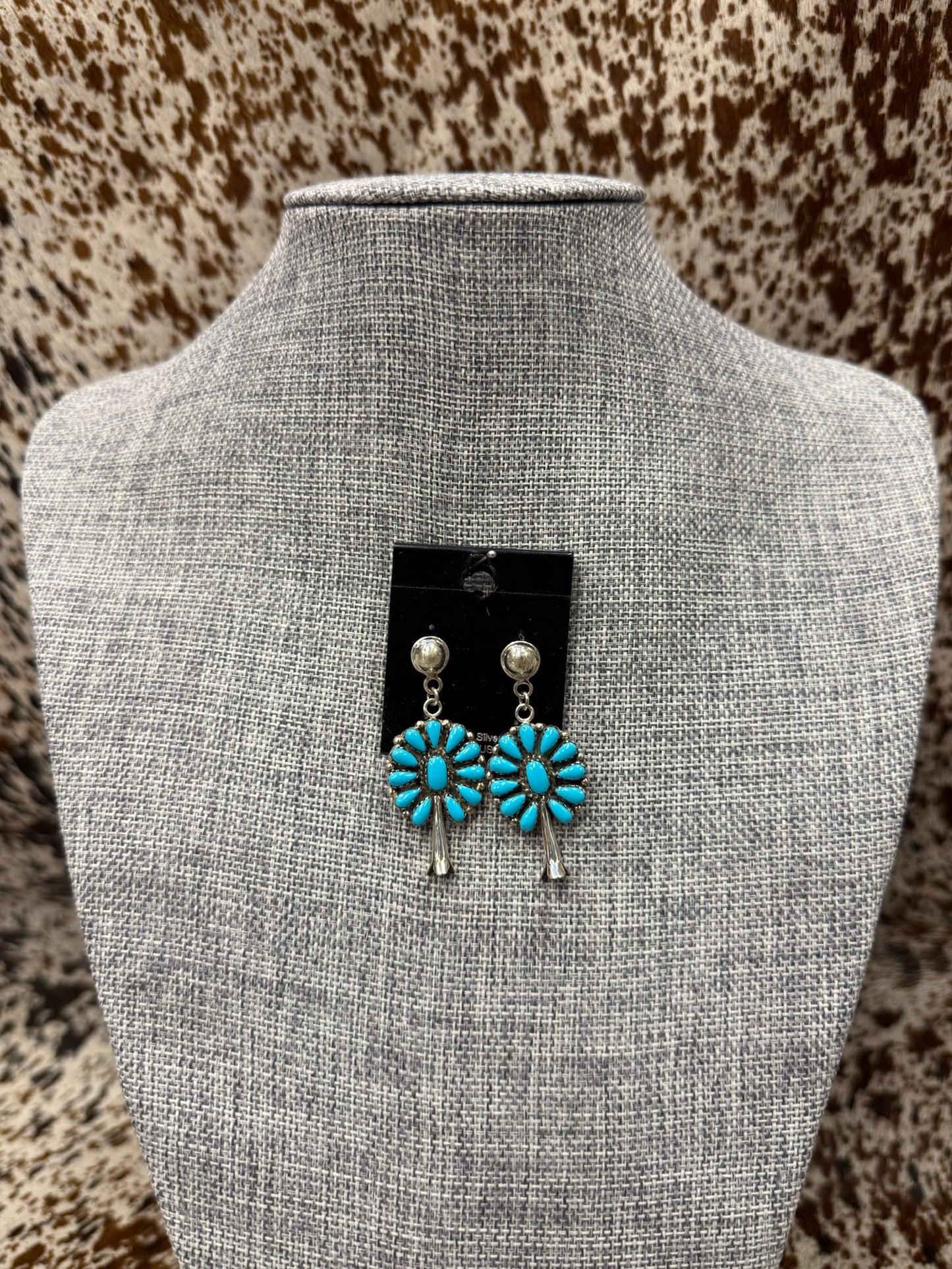 Turquoise Concho Pendant Earrings