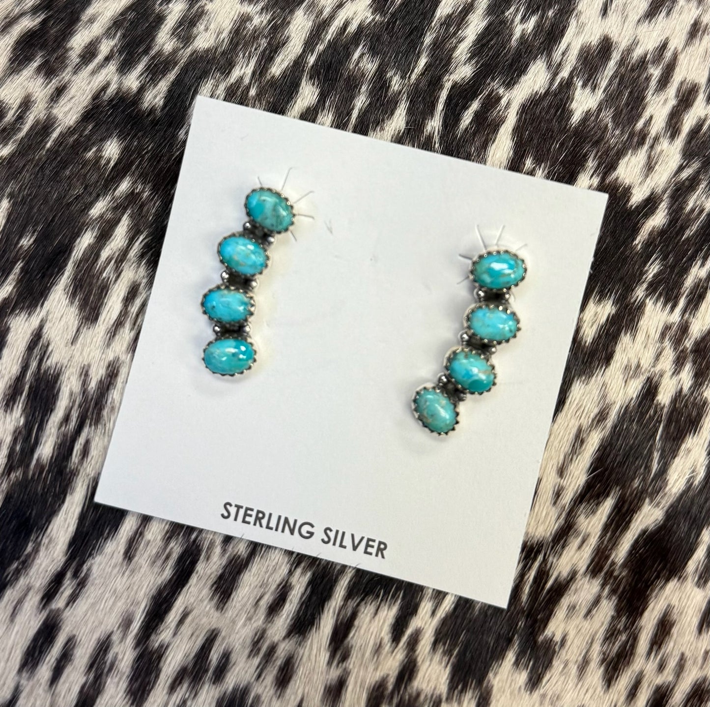 Hada Sterling Silver Kingman Turquoise Ear Crawler Studs