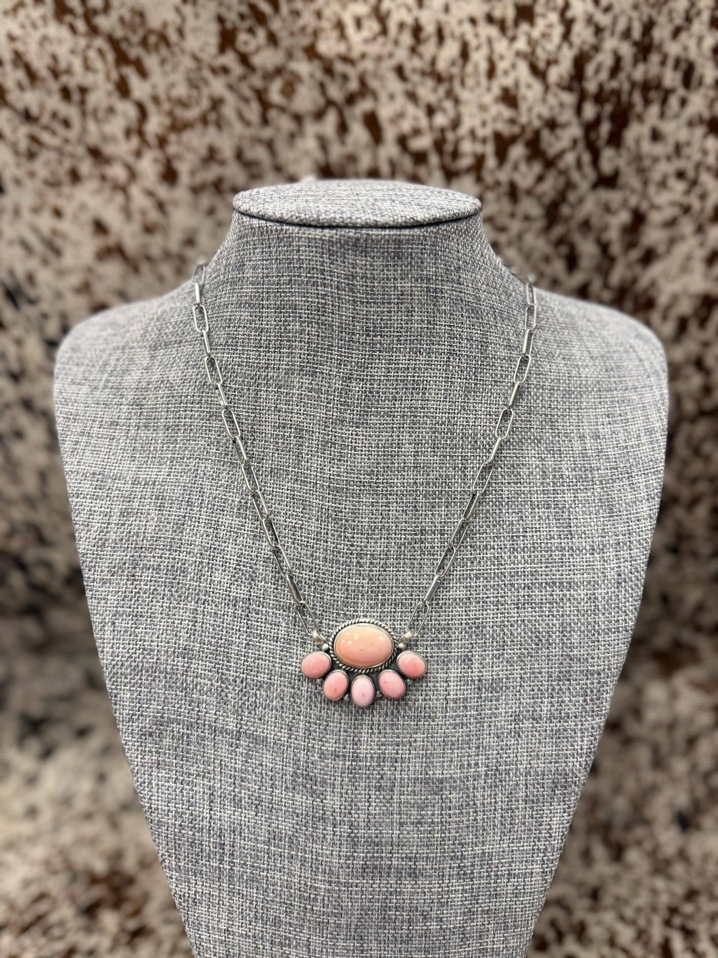 Pink Concho Paperclip Chain Necklace