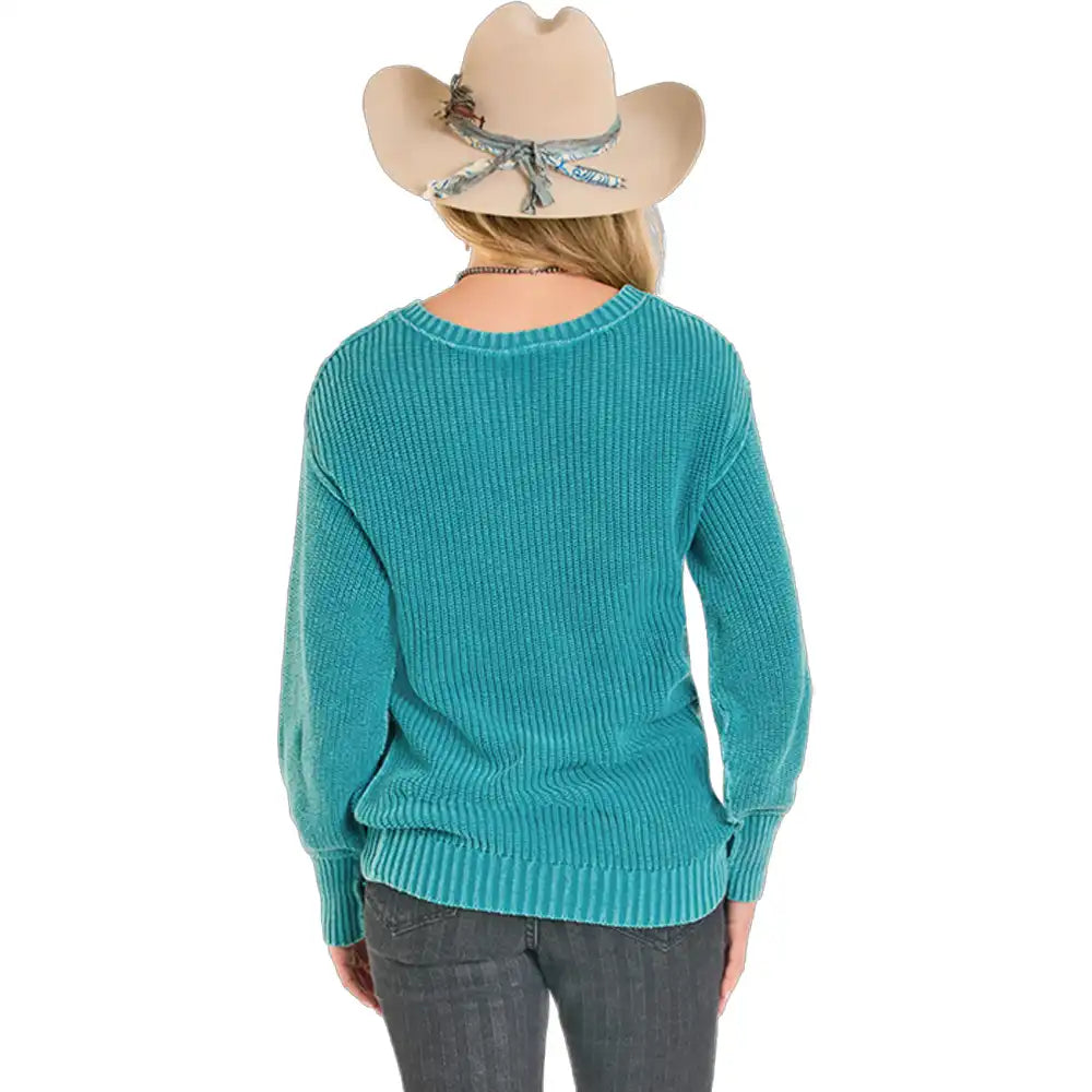Rock N Roll Denim Turquoise Reversible Sweater