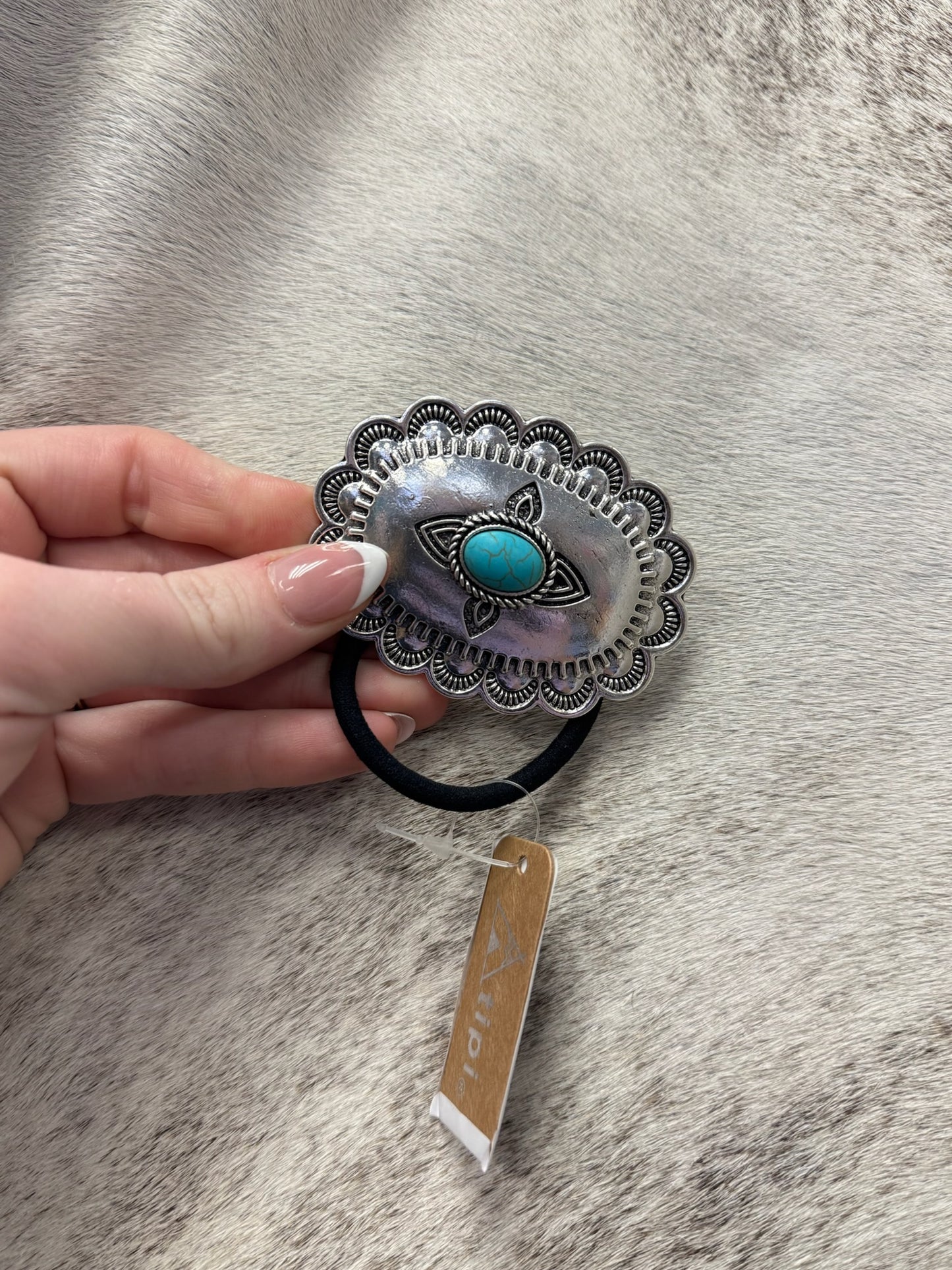 Turquoise Concho Hair Tie