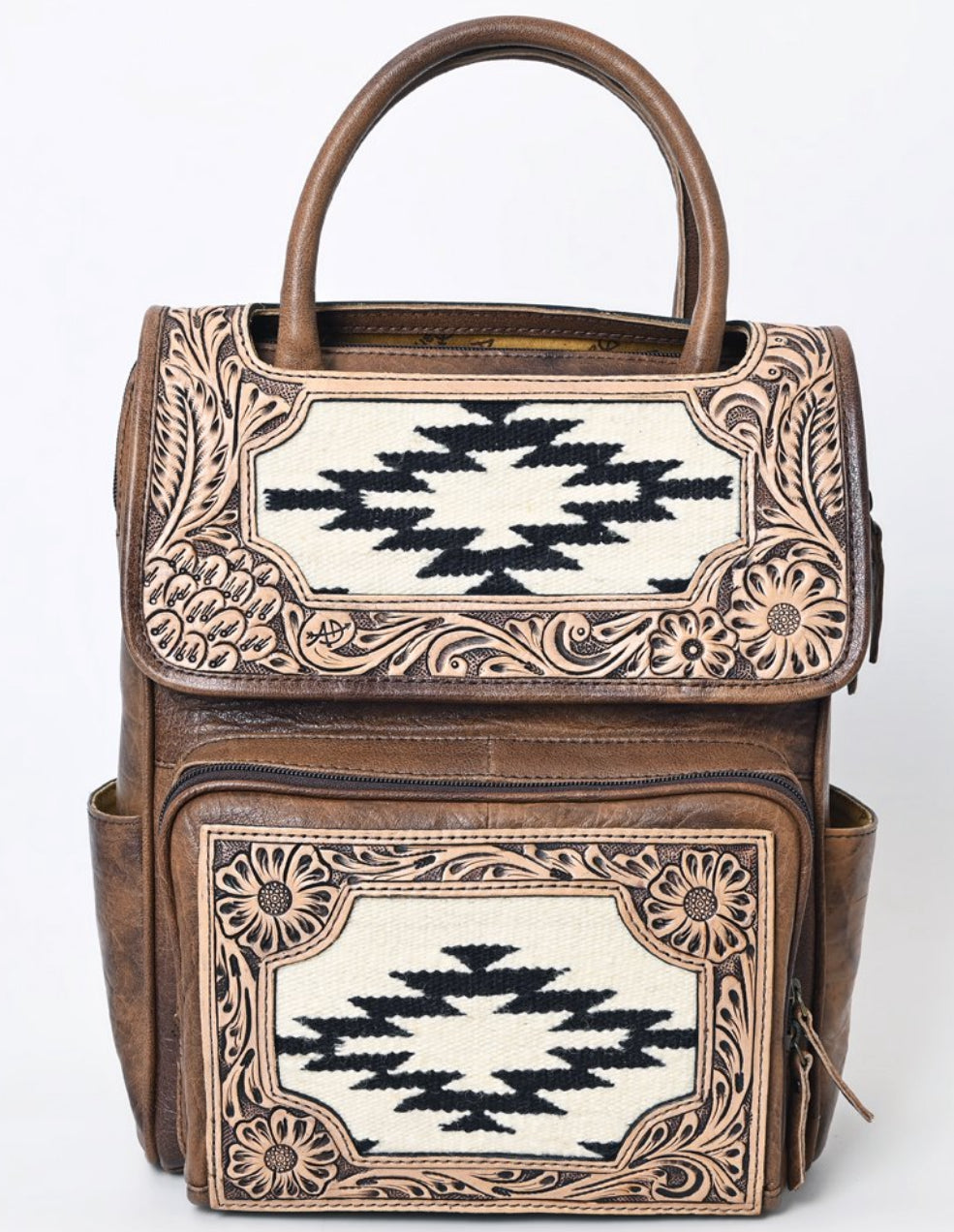 Backpack Hand Tooled Woven Saddle
