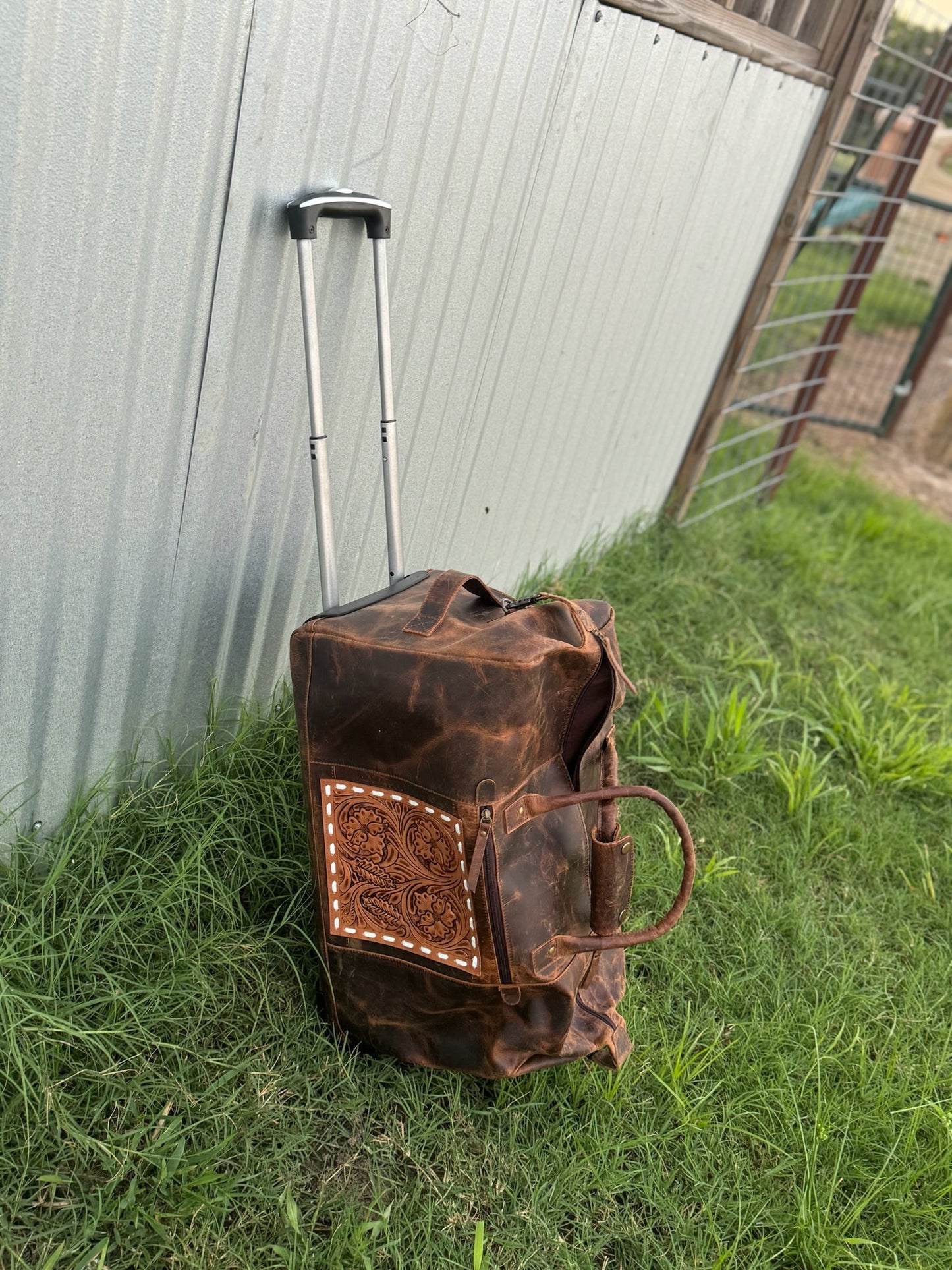 Rolling Hand Tooled Duffel