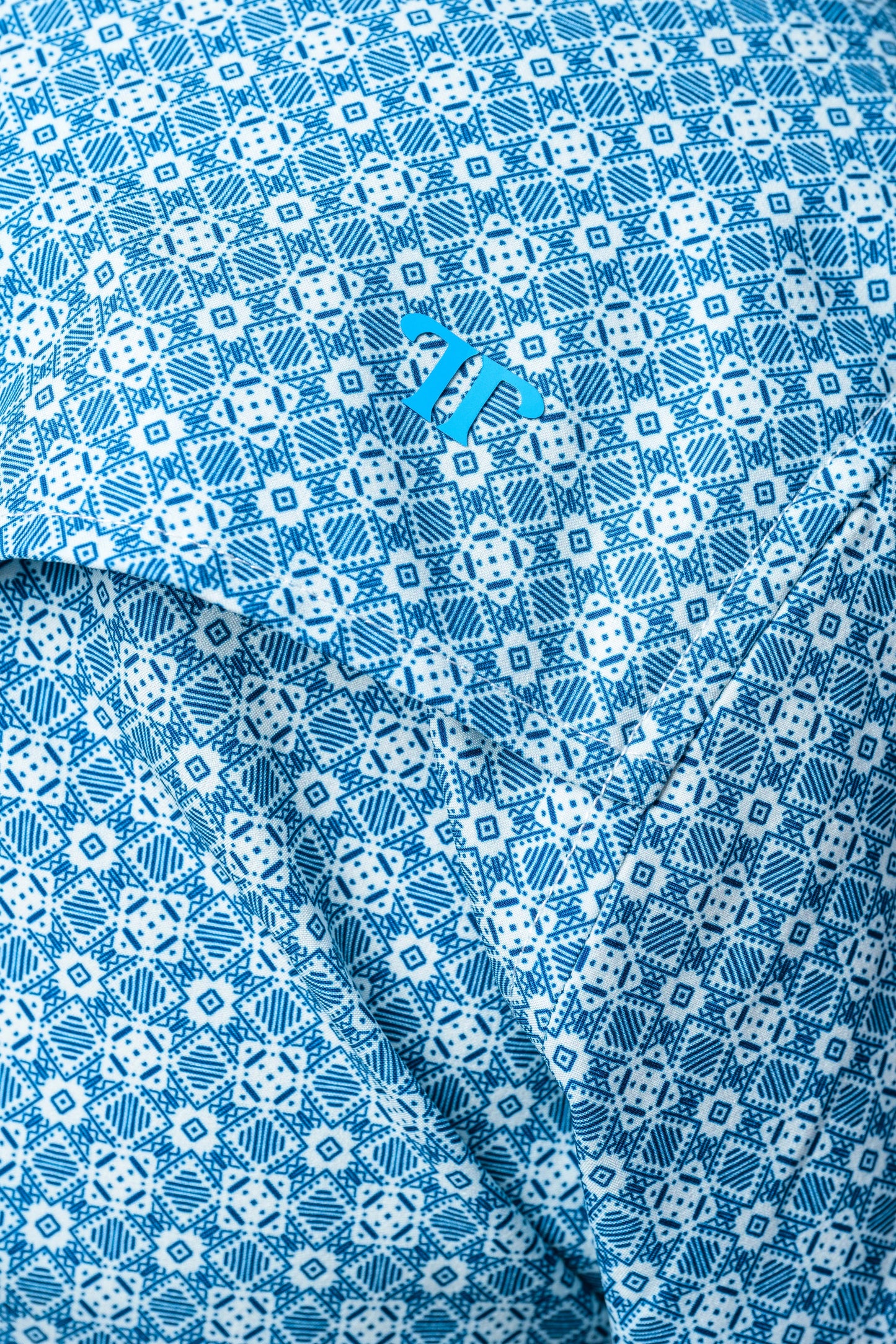 Diamond Short Sleeve Snap Shirt Blue