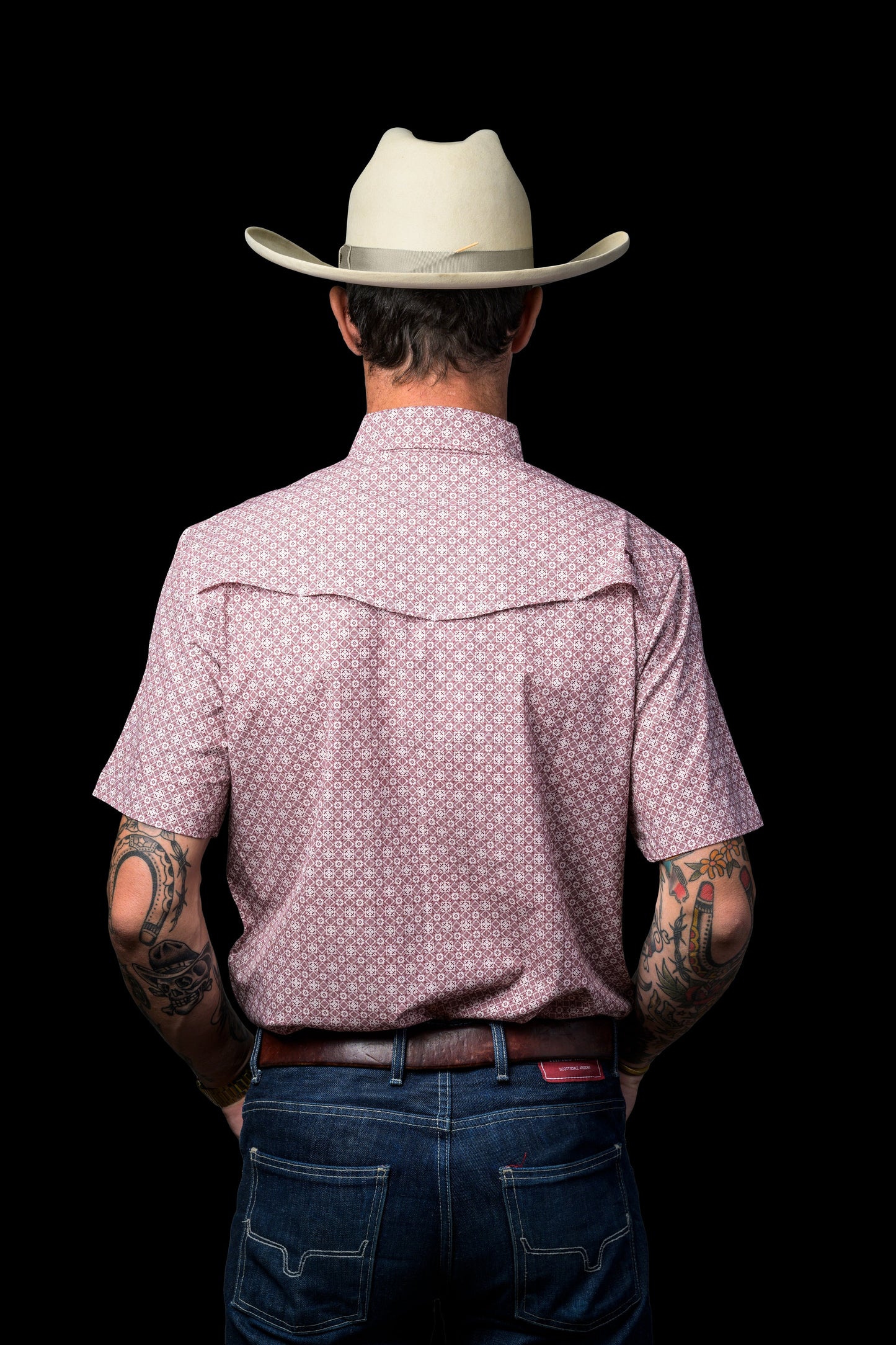 Diamond Short Sleeve Snap Shirt Red