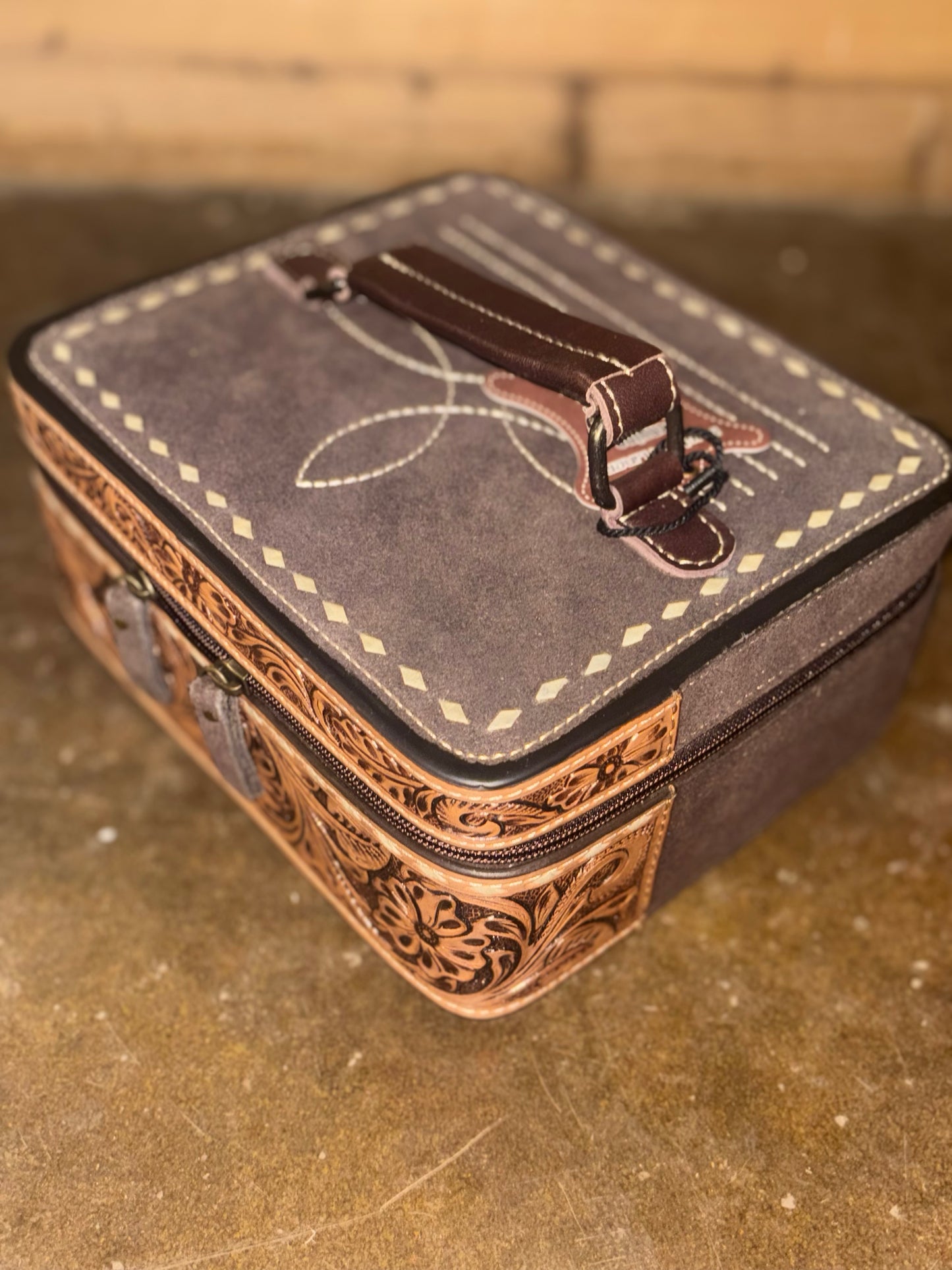 Brown Boot Stitch Jewelry Box