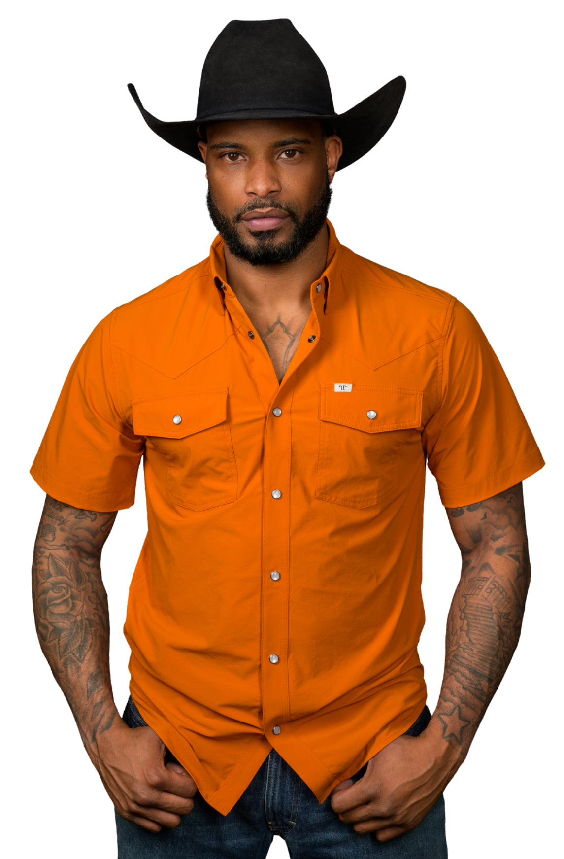 CORE - Men's Orange Sleeve Snap Shirt