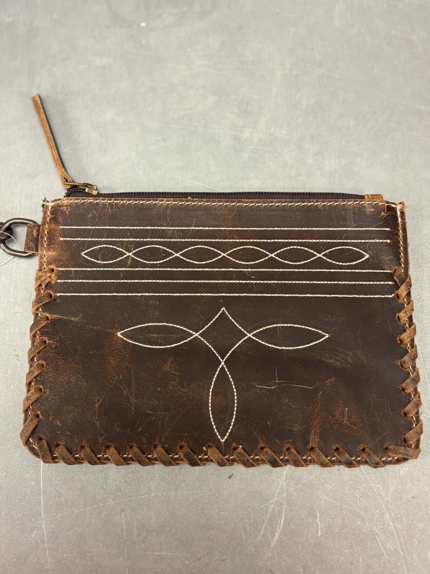 Cowhide Boot Stitch Wristlet