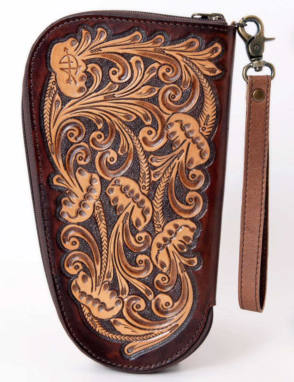 Hand Tooled Genuine Leather Western Gun Case