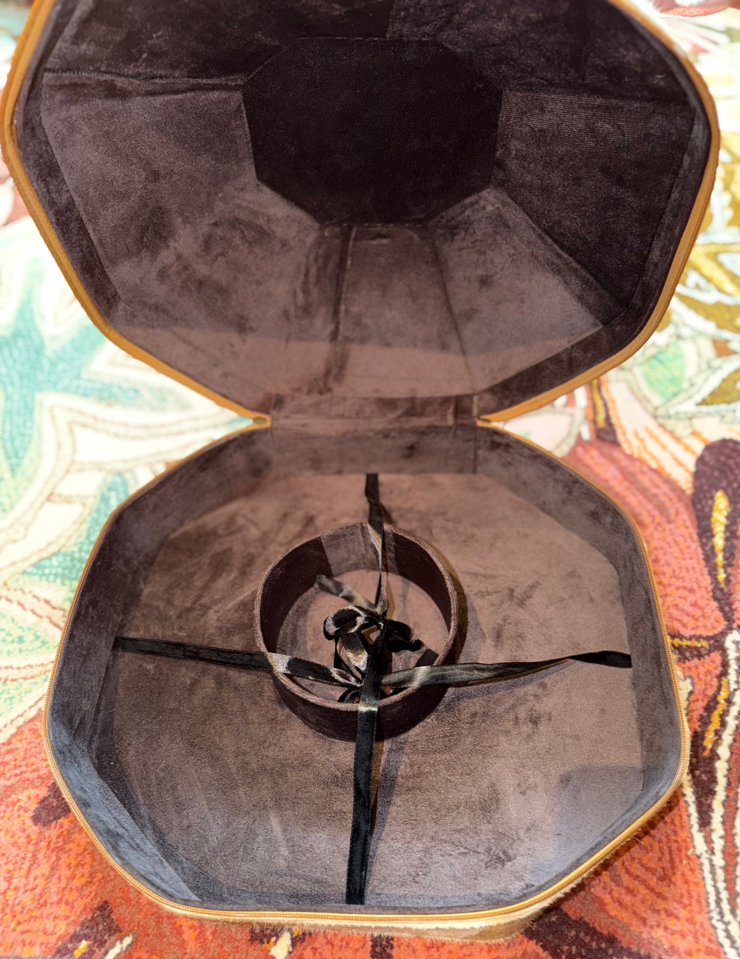 Cowhide Tooled Leather Hat Box