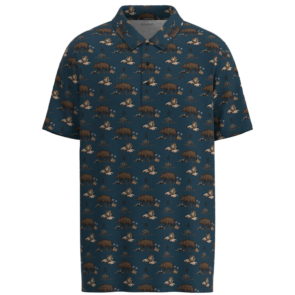 "The Weekender" Blue/Hooey Hog Pattern Polo