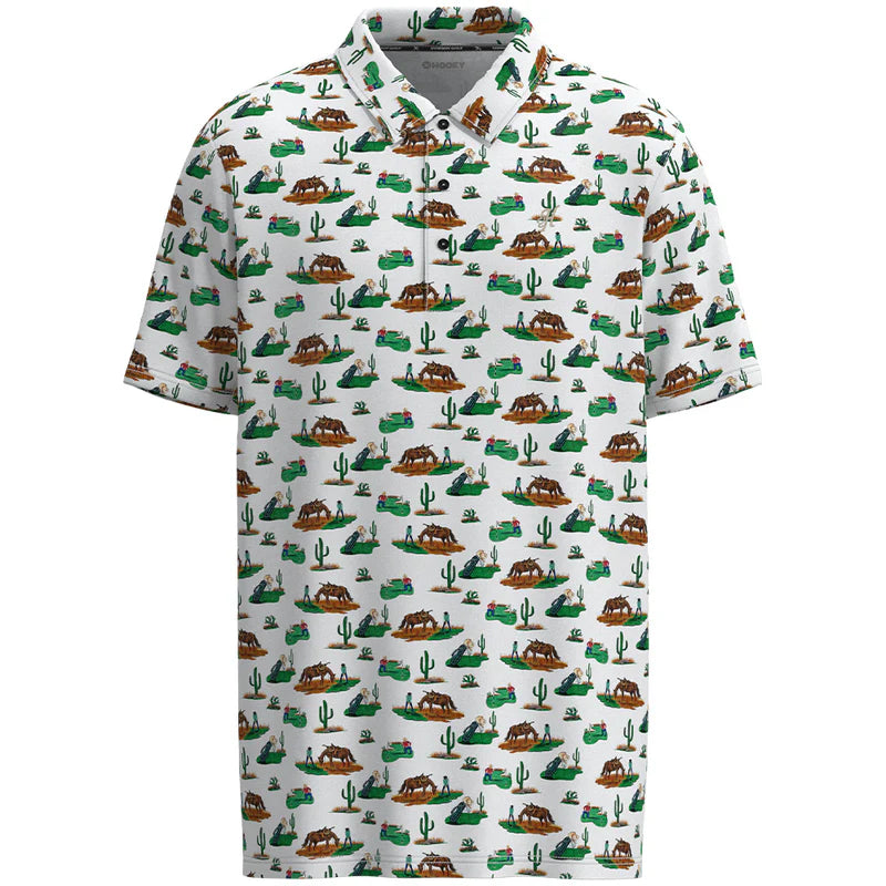 "The Weekender" White w/Cowboy Golf Pattern Polo
