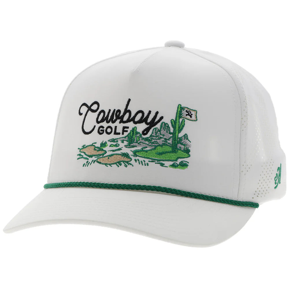 "Cowboy Golf" Hat White w/Golf Course Landscape