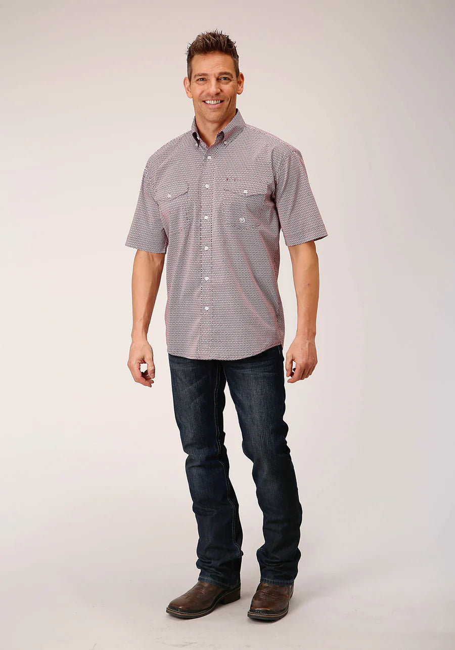 Roper Men’s Short Sleeve Button Climbing Diamond Western Shirt