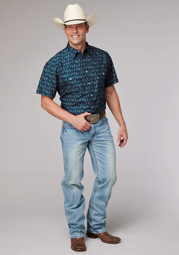 Roper Men’s Desert Stripe Print Button Down
