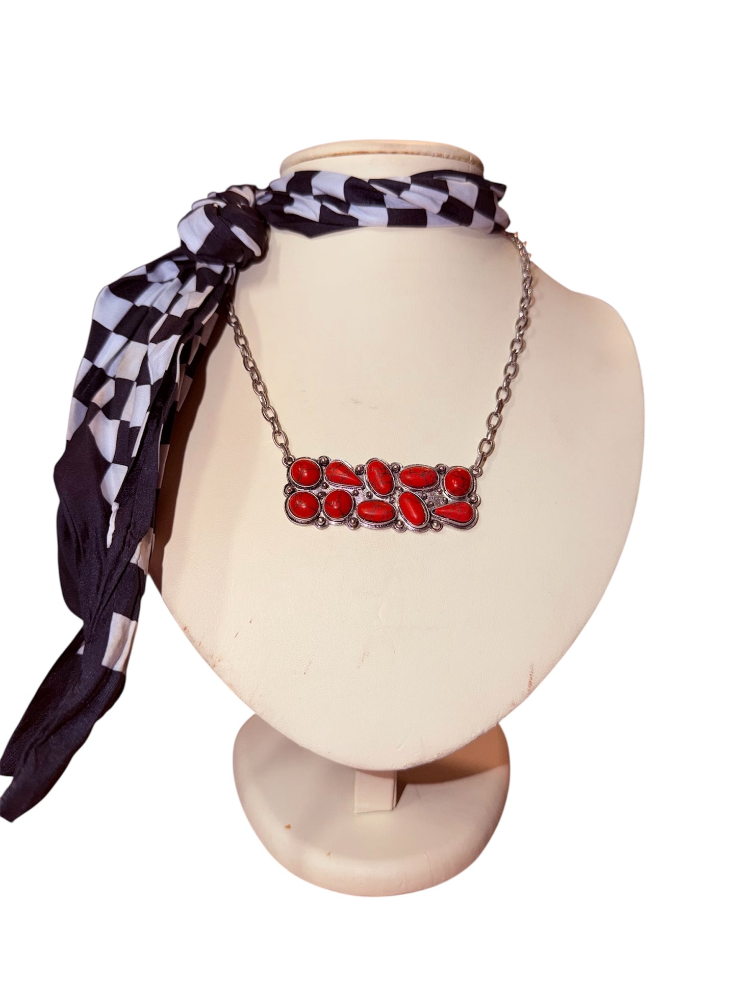 Red Stone Bar Necklace