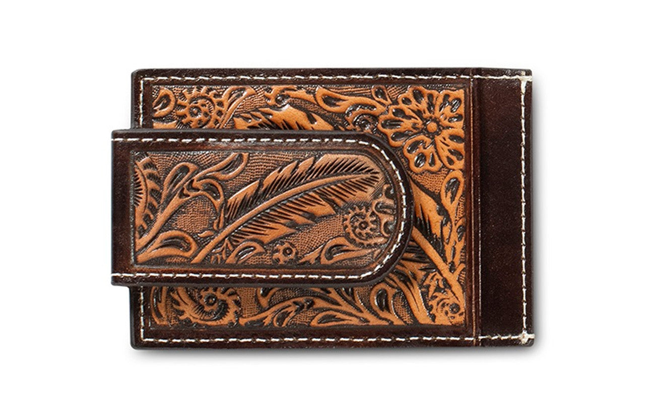 ARIAT MONEY CLIP FEATHER EMBOSSED - ACCESSORIES WALLET