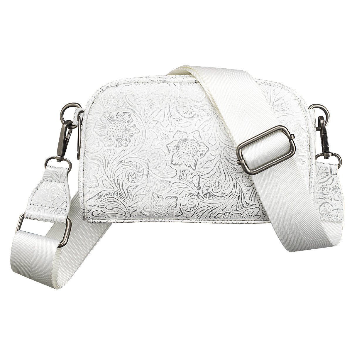 AVA COLLECTION LADIES BELT BAG FLORAL WHITE