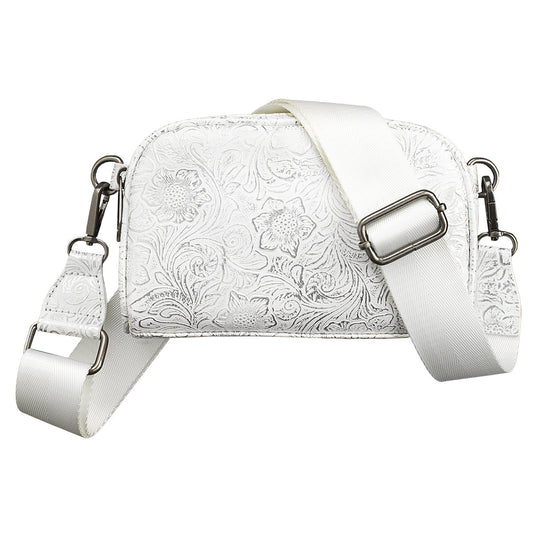 AVA COLLECTION LADIES BELT BAG FLORAL WHITE