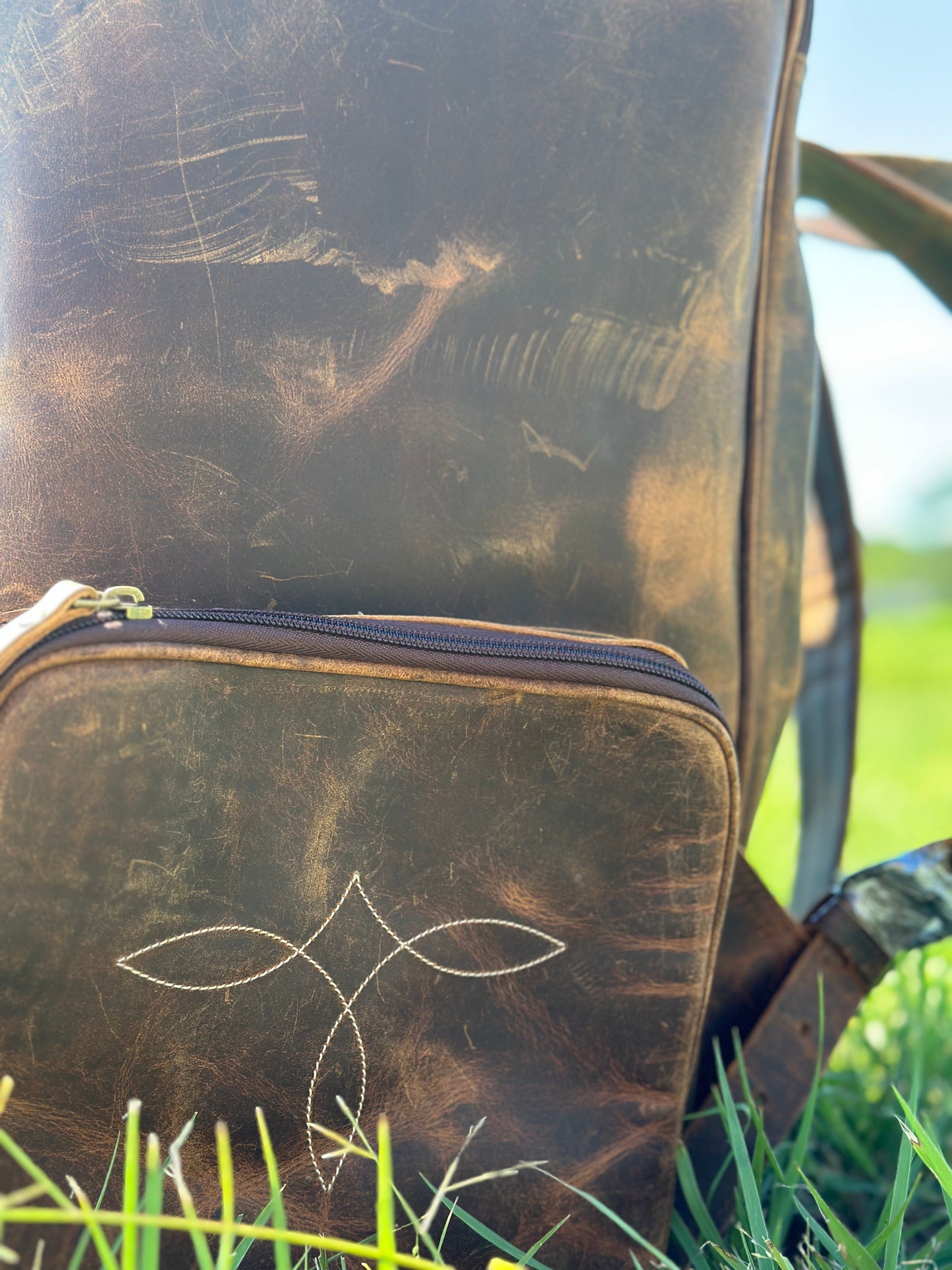 Boot Stitch Leather Bagpack
