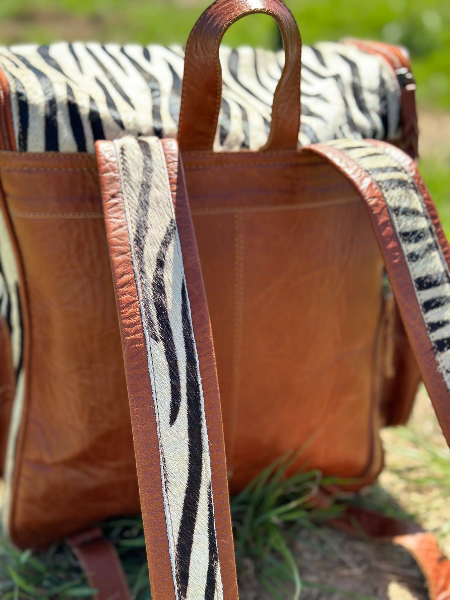 Zebra Concho Buckle Backpack