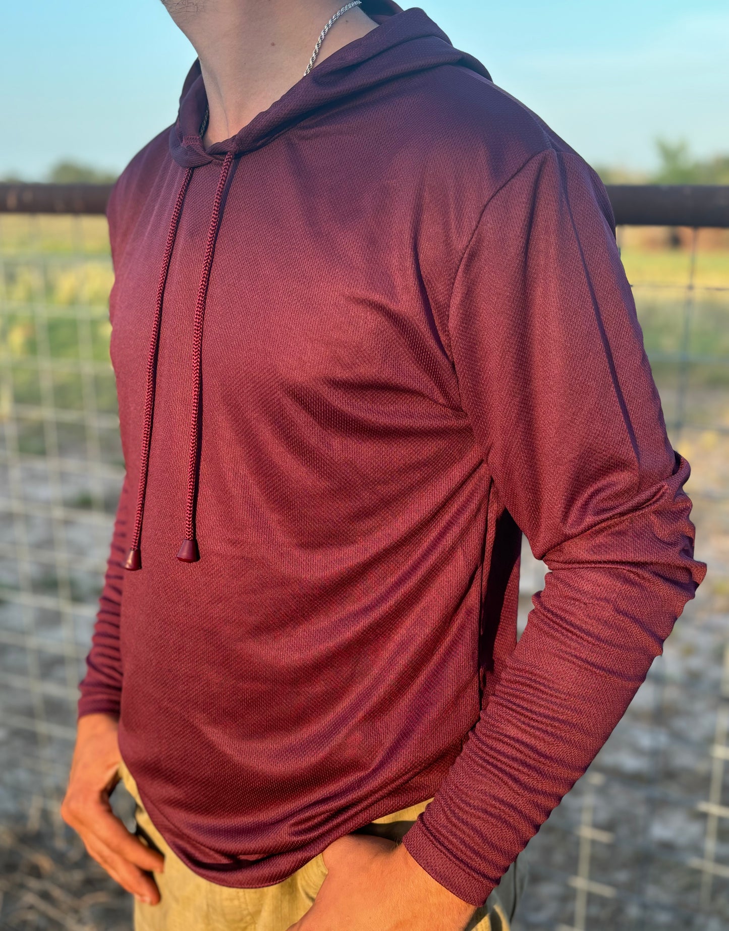 Maroon Hooded Long Sleeve